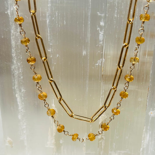 Gemstone Rosary Necklace ~ Large Citrine