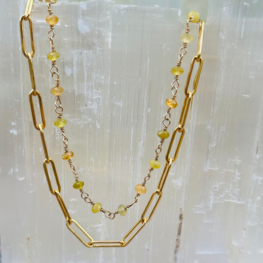 Gemstone Rosary Necklace ~ Yellow Tourmaline
