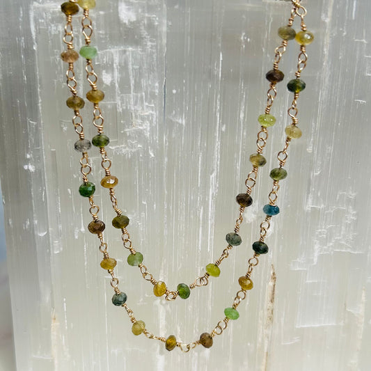 Gemstone Rosary Necklace ~ Green Tourmaline