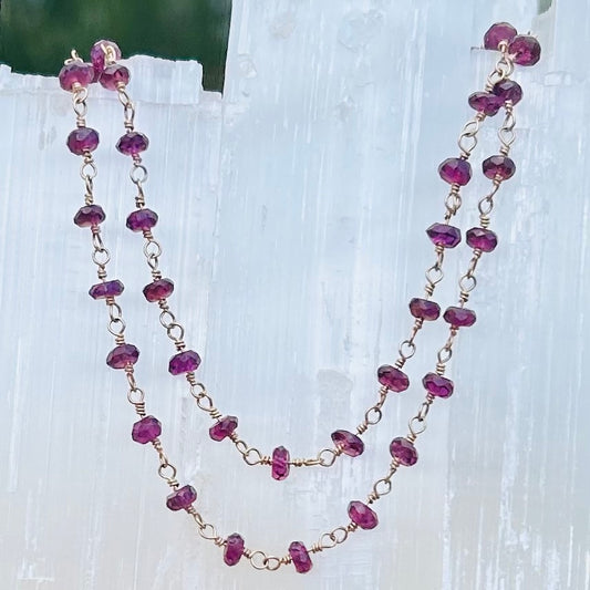 Gemstone Rosary Necklace ~ Deep Purple Amethyst
