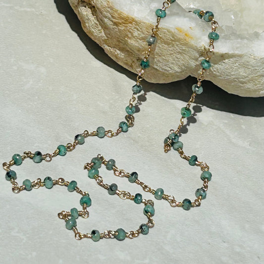 Gemstone Rosary Necklace ~ Small Green Emerald