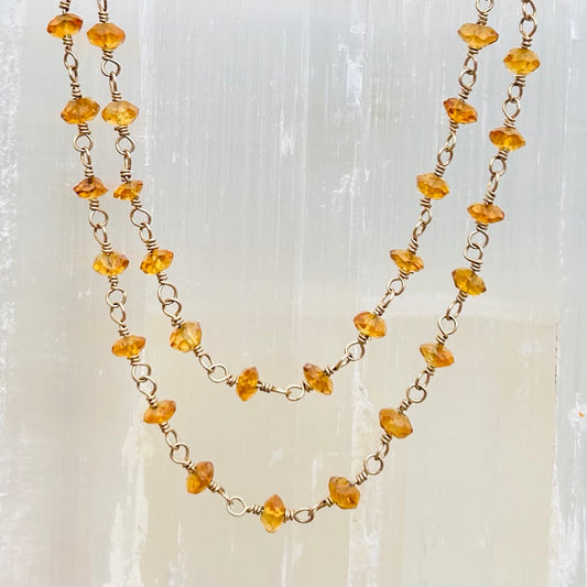 Gemstone Rosary Necklace ~ Citrine