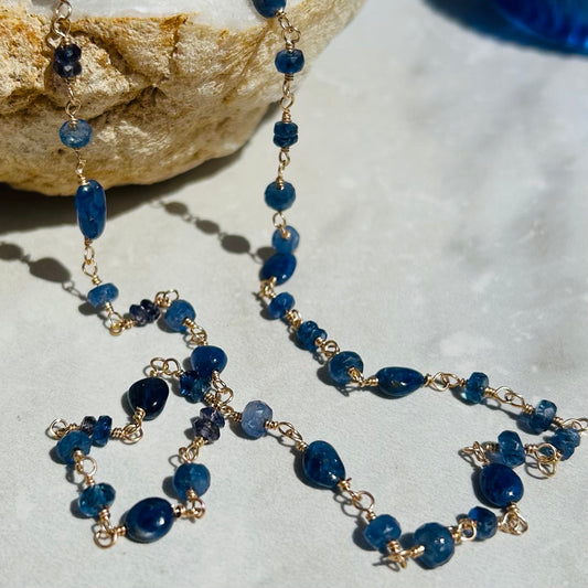 Gemstone Rosary Necklace ~ Mixed Sapphire & Iolite