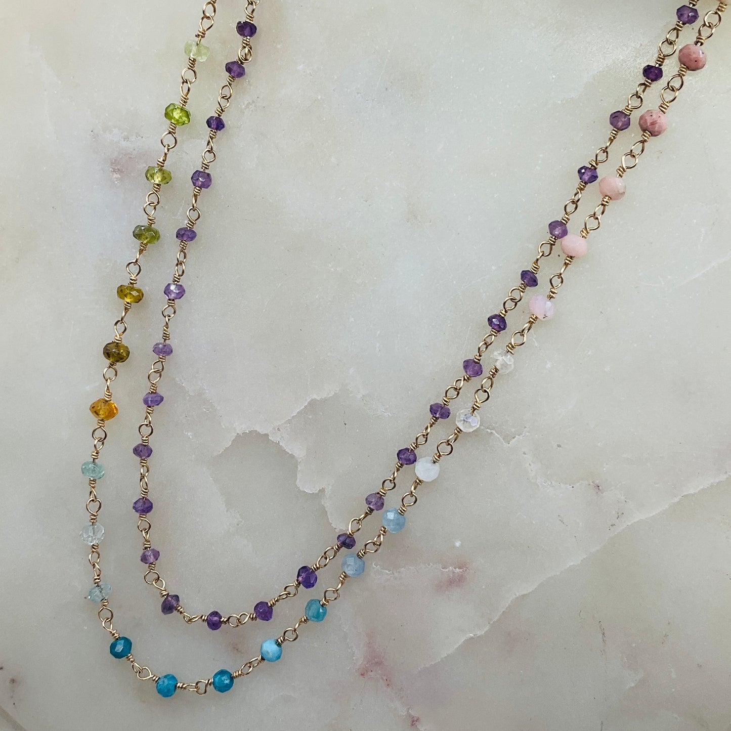 Gemstone Rosary Necklace ~ Small  Amethyst