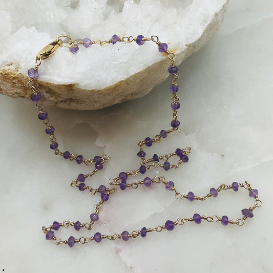 Gemstone Rosary Necklace ~ Small  Amethyst