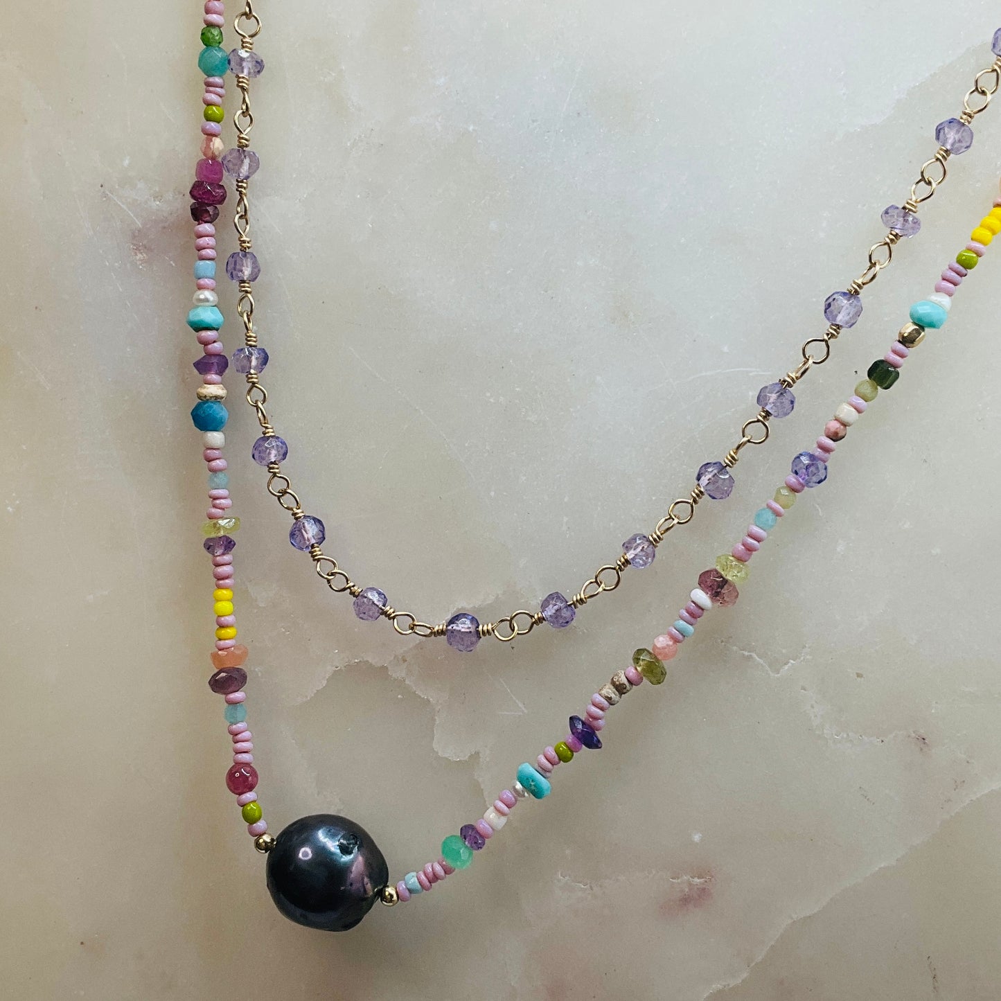 Gemstone Rosary Necklace ~ Lavender Amethyst