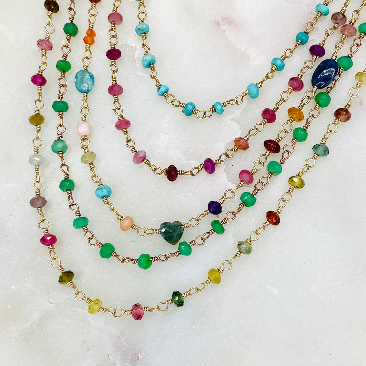 Gemstone Rosary Necklace ~ Multi Colored Tourmaline